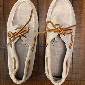 SPERRY Men's Gray Suede Boat Shoes, size 8.5